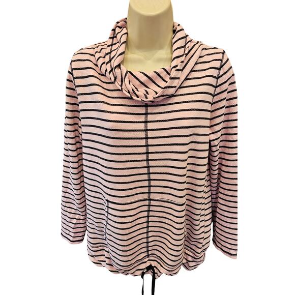 Talbots small terry cloth striped gathered bottom sweater tunic w/ pocket active - Picture 1 of 7